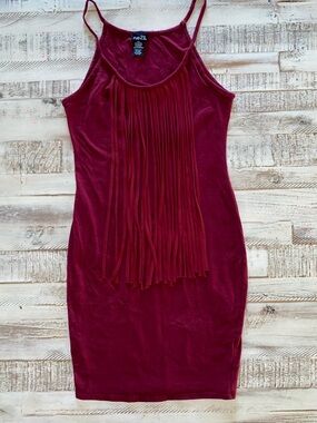 rue21 Women's Burgundy Fringe Bodycon Dress